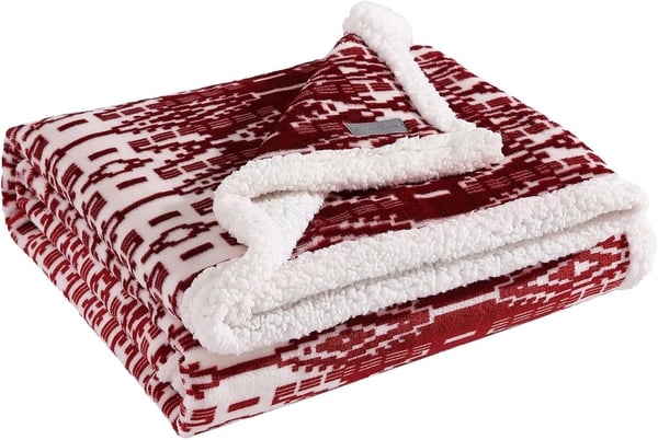 Eddie Bauer  Throw Blanket Super Soft Reversible Sherpa Fleece Bedding Ideal Christmas ampamp White Elephant Gifts Cozy Plaid Home Decor Fair Isle Peak ThrowSan Juan Red ClayWhite