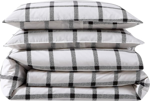 Eddie Bauer  King Duvet Cover Set Soft Cotton Bedding with Matching Shams Modern Plaid Home Decor Bunkhouse Charcoal KingCharcoal King