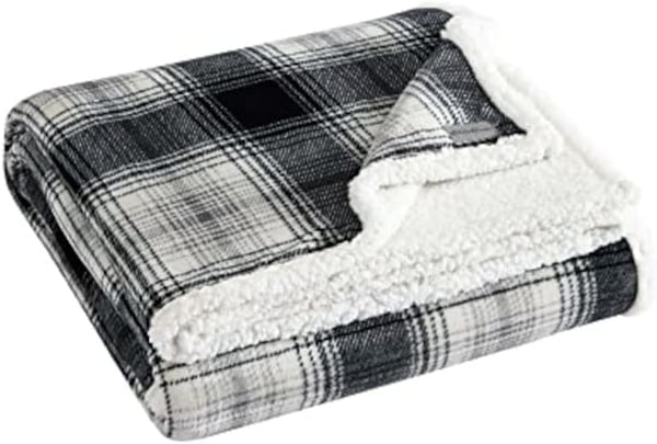 Eddie Bauer  Twin Blanket Reversible Sherpa Fleece Bedding Soft amp Cozy Home Decor Mountain Village Red TwinVail Plaid GreyIvory Twin