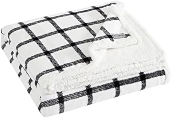 Eddie Bauer  Twin Blanket Reversible Sherpa Fleece Bedding Soft amp Cozy Home Decor Mountain Village Red TwinBunkhouse Plaid WhiteCharcoal Twin