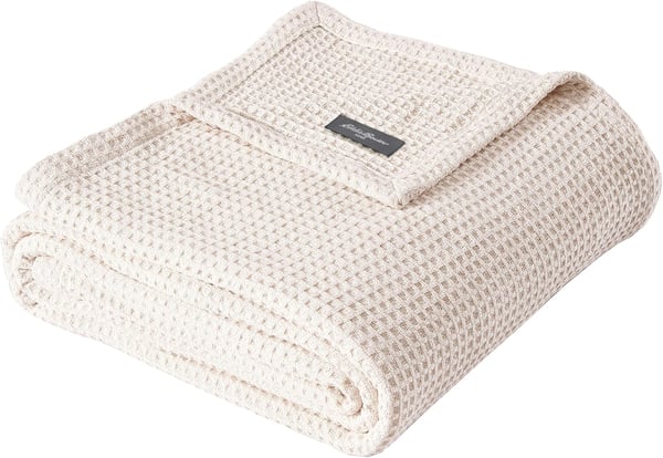 Eddie Bauer Blanket Soft Waffle Weave Bedding Medium Weight Bedroom Decor Softens Every Wash Twin BrownKing White