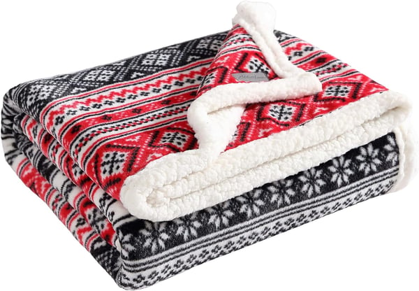 Eddie Bauer  Throw Blanket Super Soft Reversible Sherpa Fleece Bedding Ideal Christmas ampamp White Elephant Gifts Cozy Plaid Home Decor Fair Isle Peak ThrowFair Isle RedBlack