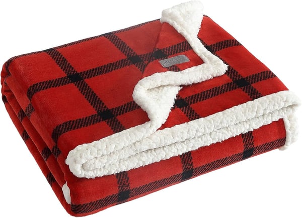 Eddie Bauer  Throw Blanket Super Soft Reversible Sherpa Fleece Bedding Ideal Christmas ampamp White Elephant Gifts Cozy Plaid Home Decor Fair Isle Peak ThrowRedBlack