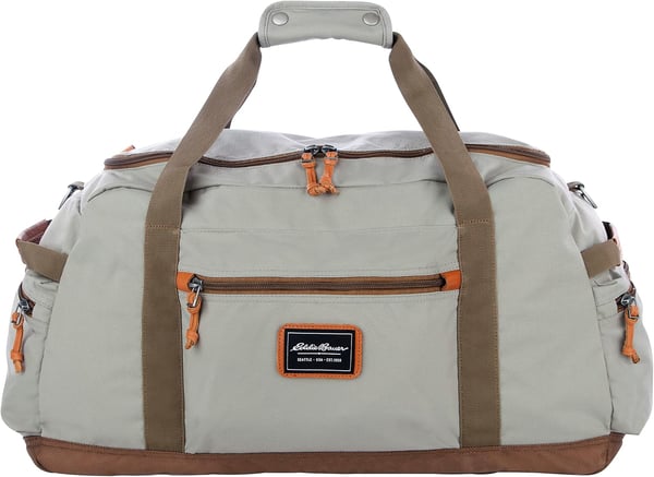 Eddie Bauer Bygone 45L Midsize Duffel Made from Rugged PolyesterNylon with UShaped Main Compartment Black One SizeHeather Grey