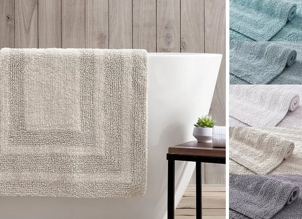 imageEddie Bauer  Bathroom Rugs Set Soft Tufted Cotton Bathroom Decor Super Absorbent ampamp Quick Dry Logan Chrome Grey 2 PieceChrome Grey