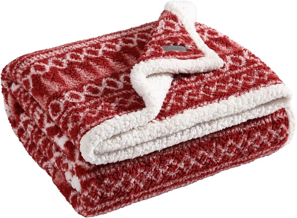 Eddie Bauer  Throw Blanket Reversible Sherpa Bedding Warm amp Lightweight Home Decor for Colder Months Alpine Fair Isle ThrowAlpine Fair Isle RedWhite Throw