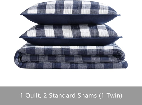 Eddie Bauer Twin Quilt Set Cotton Reversible Bedding with Matching Sham Home Decor for All Seasons Lakehouse Plaid Blue TwinEddie Bauer Twin Quilt Set Cotton Reversible Bedding with Matching Sham Home Decor for All Seasons Lakehouse Plaid Blue Twin