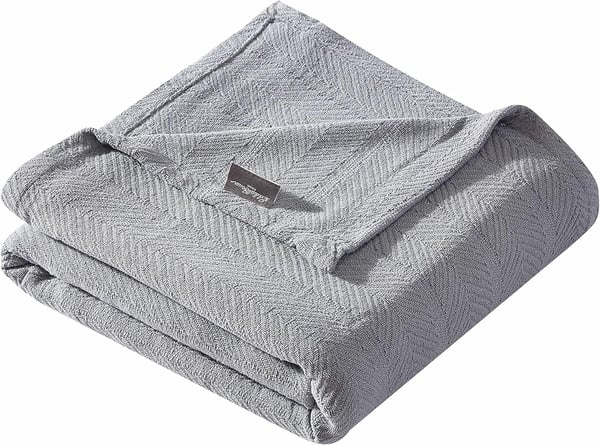 Eddie Bauer  Twin Blanket Lightweight Cotton Bedding Home Decor for All Seasons Herringbone OffWhite TwinTwin Chrome