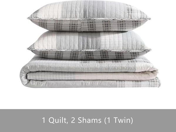 imageEddie Bauer  Twin Quilt Set Reversible Cotton Bedding with Matching Sham Home Decor for All Seasons Camano Island Plum TwinFairview Grey