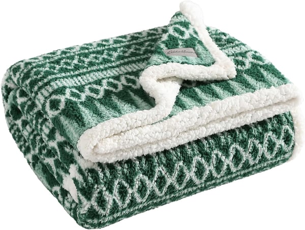 Eddie Bauer  Throw Blanket Reversible Sherpa Bedding Warm amp Lightweight Home Decor for Colder Months Alpine Fair Isle ThrowAlpine Fair Isle Green Throw