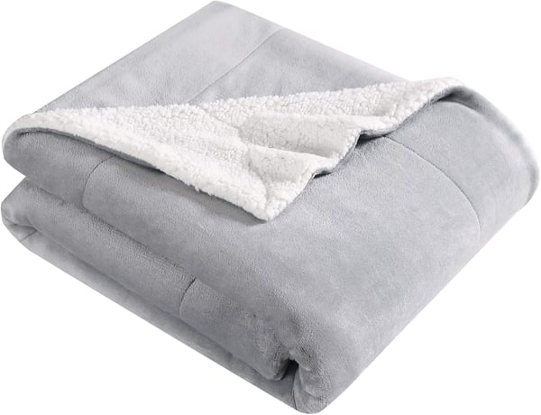 Eddie Bauer  Queen Blanket Soft Fleece Bedding with Sherpa Reverse Plush Home Decor Chrome Grey QueenChrome Grey