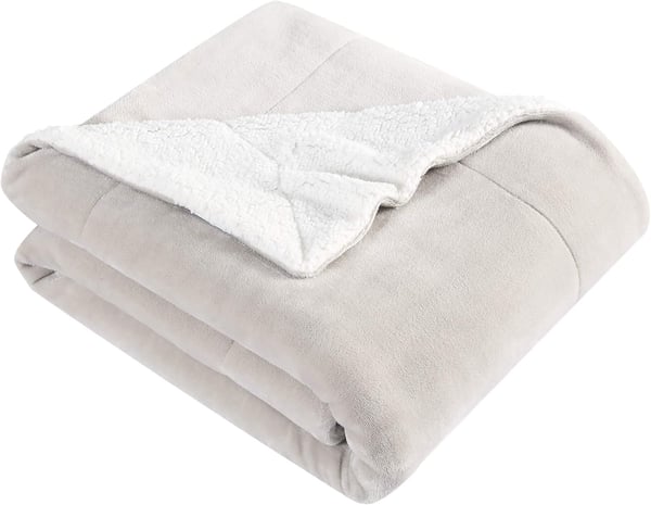 Eddie Bauer  Queen Blanket Soft Fleece Bedding with Sherpa Reverse Plush Home Decor Chrome Grey QueenOyster Ivory