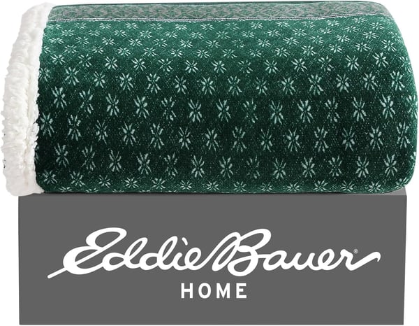 Eddie Bauer  Throw Blanket Super Soft Reversible Sherpa Fleece Bedding Ideal Christmas ampamp White Elephant Gifts Cozy Plaid Home Decor Fair Isle Peak ThrowFair Isle Green