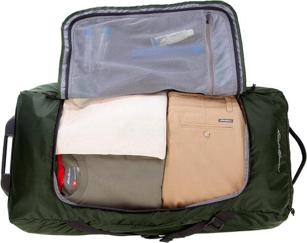 Eddie Bauer Traverse 32 Rolling Duffel BagMade from Ripstop Polyester with Telescoping HandleDark Loden