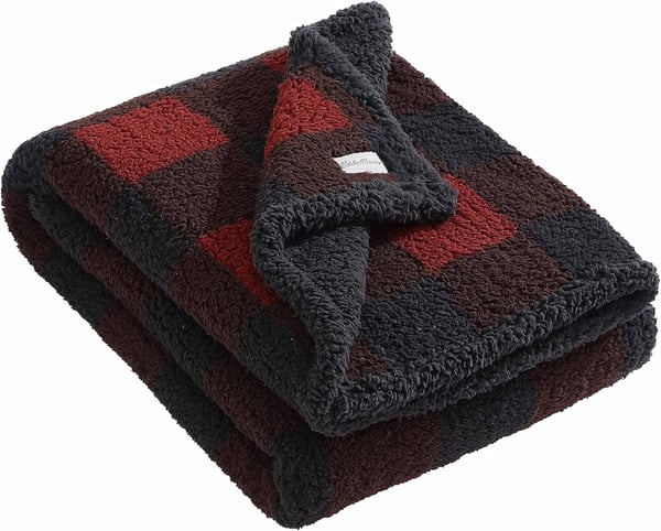 Eddie Bauer  Throw Blanket Reversible Sherpa Bedding Warm amp Lightweight Home Decor for Colder Months Alpine Fair Isle ThrowRedBlack Throw