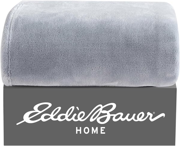 Eddie Bauer Throw Blanket Ultra Soft Plush Home Dcor All Season Bedding Ultra Lux Solid Red 50 x 60Fleece Reverse Grey