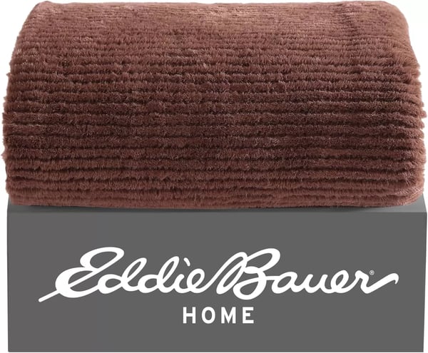 imageEddie Bauer Throw Blanket Ultra Soft Plush Home Dcor All Season Bedding Textured Solid Orange 50 x 60Textured Solid Brown