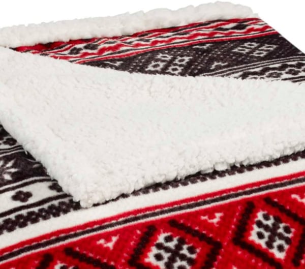 Eddie Bauer  Twin Blanket Reversible Sherpa Fleece Bedding Soft amp Cozy Home Decor Mountain Village Red TwinBlackRedWhite Twin