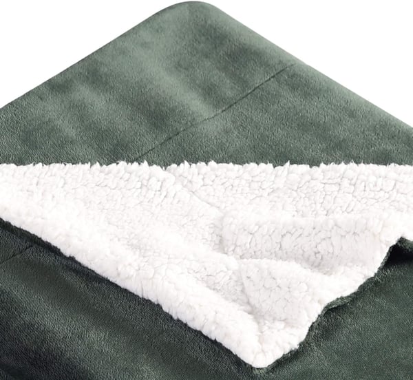 Eddie Bauer  Queen Blanket Soft Fleece Bedding with Sherpa Reverse Plush Home Decor Chrome Grey QueenGreen