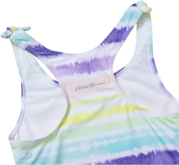 Eddie Bauer Girls OnePiece Swimsuit  UPF 50 Quick Dry OnePiece Bathing Suit for Girls SXLStriped Rainbow