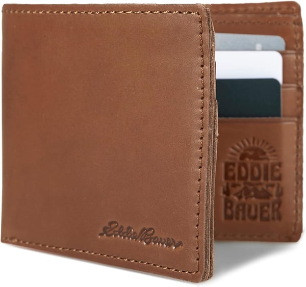 Eddie Bauer Mens Outdoor Leather Bifold Wallet with 6 Card Slots Brown One SizeEddie Bauer Mens Outdoor Leather Bifold Wallet with 6 Card Slots Brown One Size