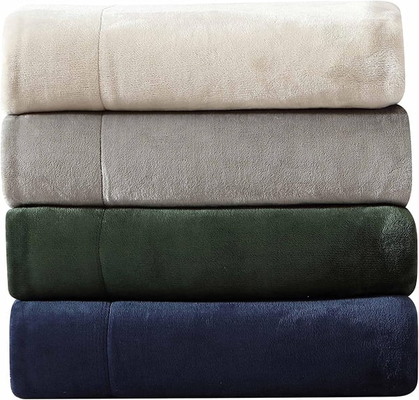 Eddie Bauer  Queen Blanket Soft Fleece Bedding with Sherpa Reverse Plush Home Decor Chrome Grey QueenBlue