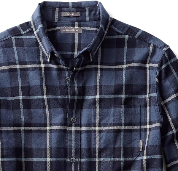 Eddie Bauer Mens Eddies Favorite Classic Fit Flannel Shirt  PlaidLt Htr Gray