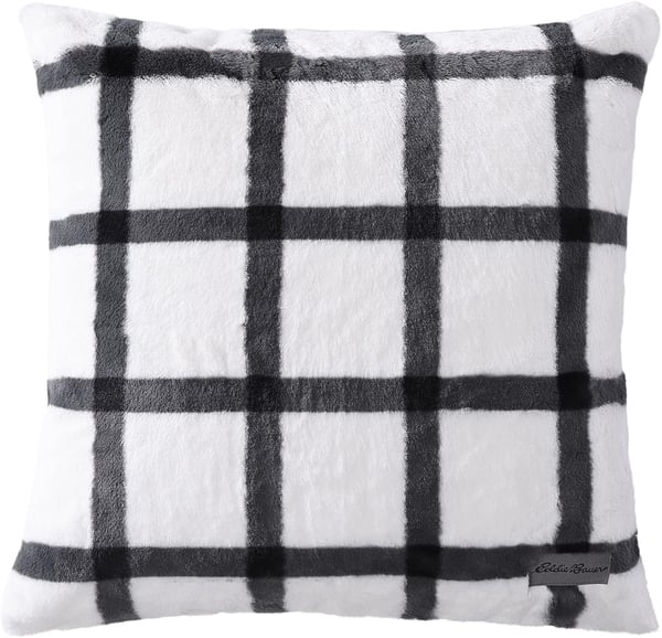 Eddie Bauer  Throw Blanket Faux Fur Reversible Bedding Buffalo Plaid Home Decor for All Seasons RedBlack 50 x 60Throw amp Pillow Cover Set Bunkhouse Plaid Grey