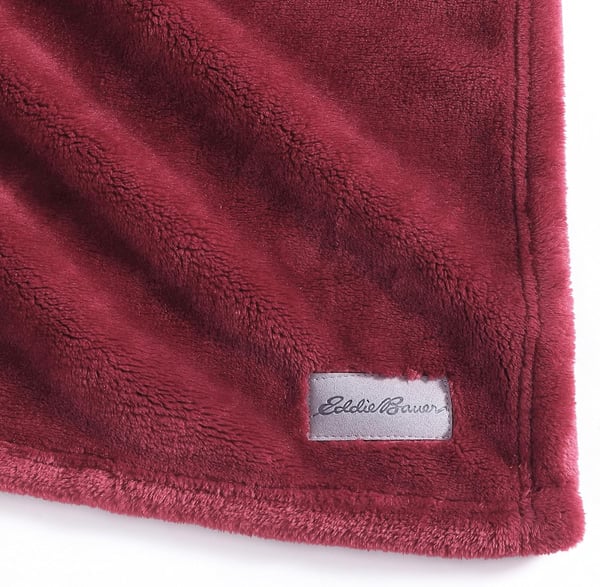 Eddie Bauer Throw Blanket Ultra Soft Plush Home Dcor All Season Bedding Ultra Lux Solid Red 50 x 60Fleece Reverse Red