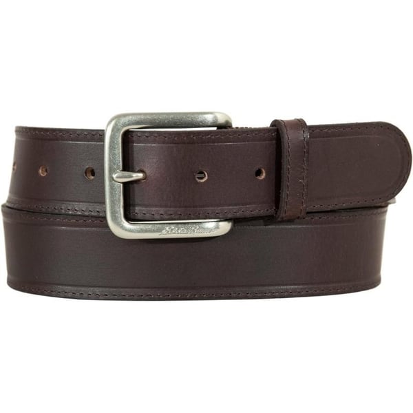 Eddie Bauer Mens Casual Leather Belt with Metal BuckleBrown Rugged