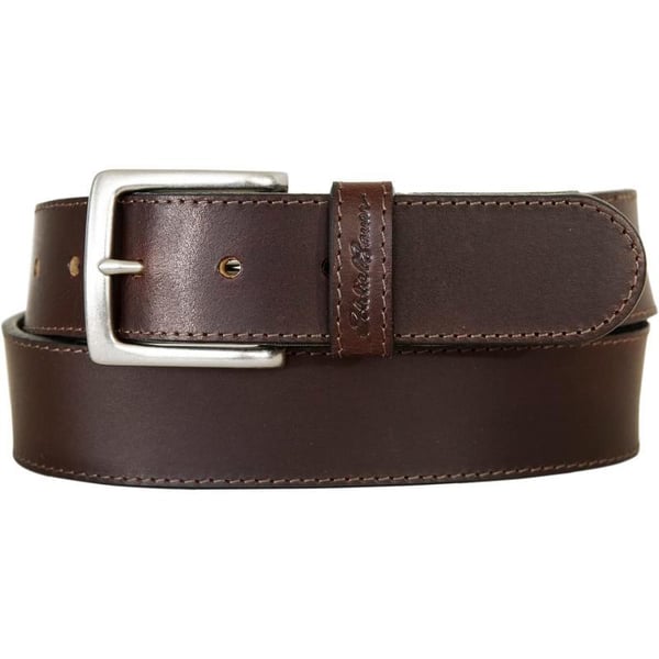 Eddie Bauer Mens Casual Leather Belt with Metal BuckleBrown Rugged W Sasquatch