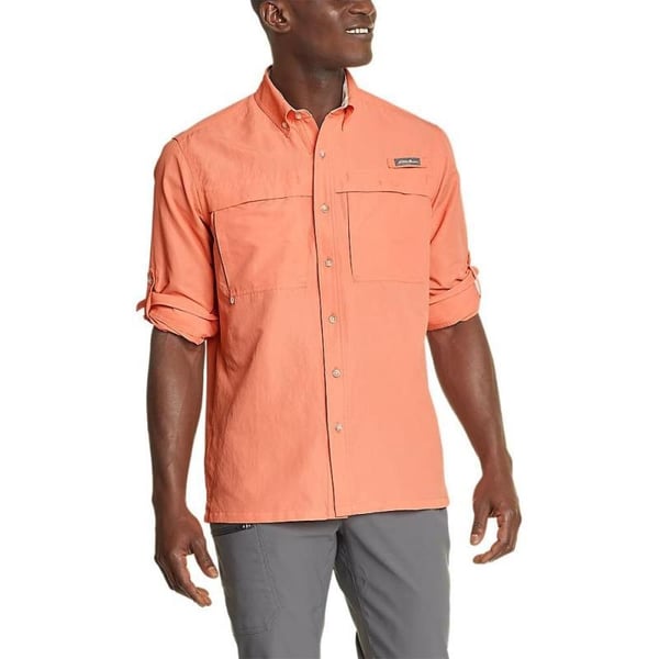 Eddie Bauer Mens Ripstop Guide LongSleeve ShirtDusty Coral