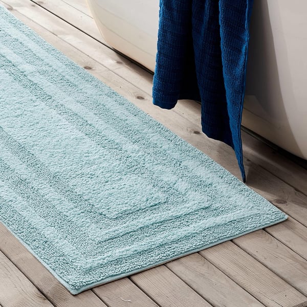 Eddie Bauer  Bathroom Rug Runner Soft Tufted Cotton Bathroom Decor Super Absorbent amp Quick Dry Logan Medium Brown 60 x 22Turquoise Runner 60 x 22