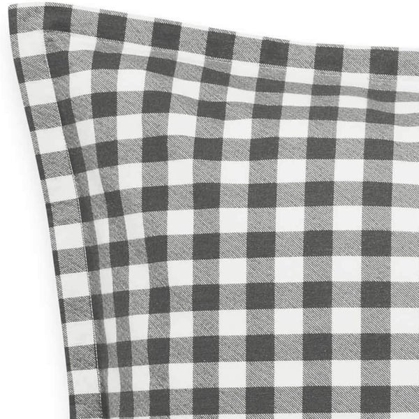 Eddie Bauer  Euro Sham Set 2pc Cotton Bedding with Hidden Zipper Closure Stylish Plaid Home Decor Kingston Charcoal 26 x 26Charcoal