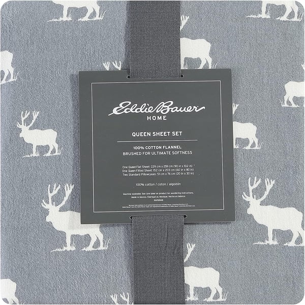 Eddie Bauer  Flannel Collection  Cotton Bedding Sheet Set PreShrunk amp Brushed for Extra Softness Comfort and Cozy Feel Queen Elk GroveEddie Bauer  Flannel Collection  Cotton Bedding Sheet Set PreShrunk amp Brushed for Extra Softness Comfort and Cozy Feel Queen Elk Grove