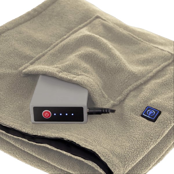 Eddie Bauer  Heated Throw Blanket Water Resistant Throw with Warming Pocket  Rechargeable Battery Weather Smart Fleece for Travel Camping and Outdoor Use GreenBlackKhakiBlack