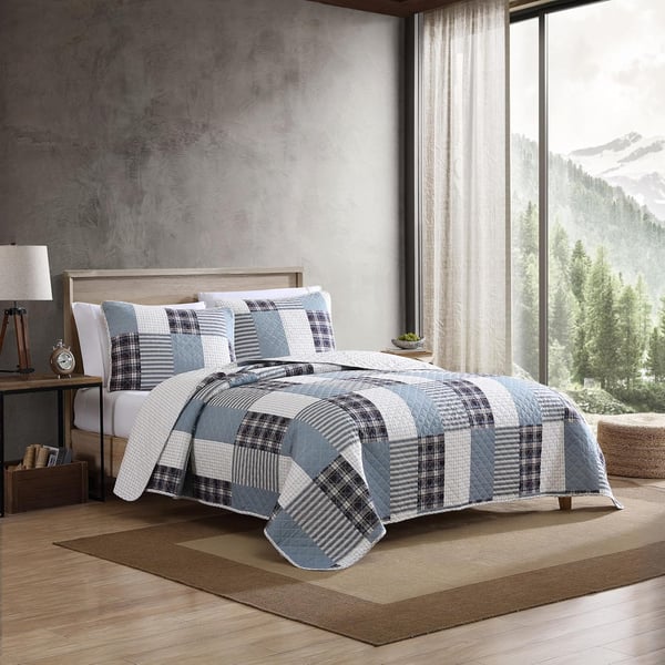 Eddie Bauer  King Quilt Set Reversible Cotton Bedding with Matching Shams Home Decor for All Seasons Camano Island Plum KingCamano Island Plum