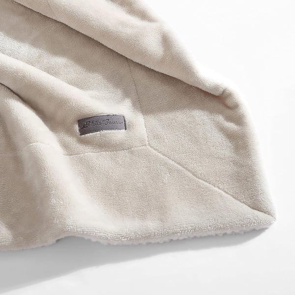 Eddie Bauer  Queen Blanket Soft Fleece Bedding with Sherpa Reverse Plush Home Decor Chrome Grey QueenOyster Ivory