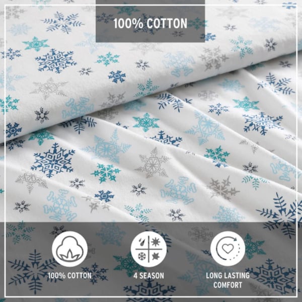 Eddie Bauer  Queen Sheets Cotton Flannel Bedding Set Brushed for Extra Softness Cozy Home Decor Tossed Snowflake QueenEddie Bauer  Queen Sheets Cotton Flannel Bedding Set Brushed for Extra Softness Cozy Home Decor Tossed Snowflake Queen