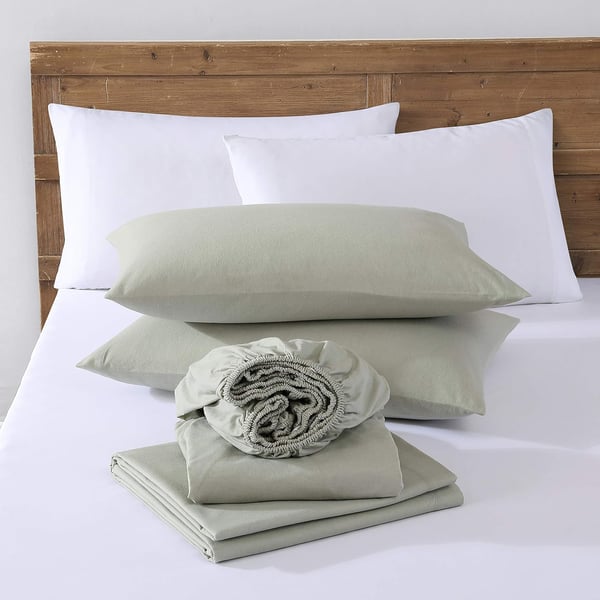 Eddie Bauer  Queen Sheets Cotton Flannel Bedding Set Brushed for Extra Softness Cozy Home Decor White QueenGreen