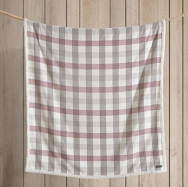 Eddie Bauer  Throw Blanket Super Soft Reversible Cotton Flannel Sherpa Bedding Ideal Christmas ampamp White Elephant Gifts Cozy Plaid Home Decor Montlake Plaid Red ThrowUnion Bay RedKhaki