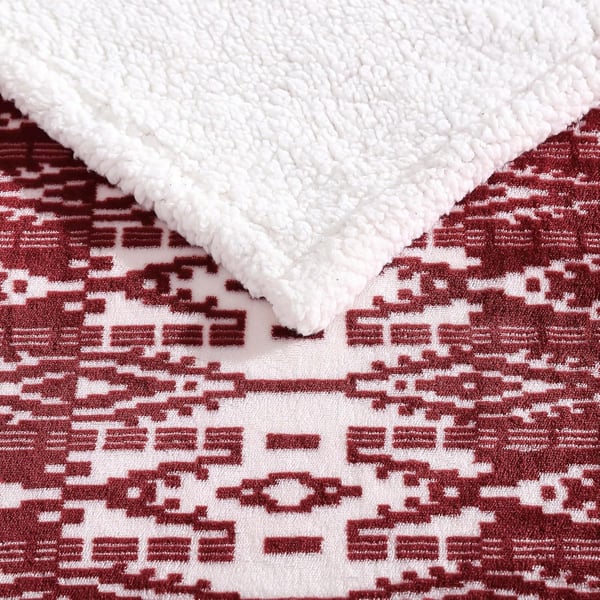 Eddie Bauer  Throw Blanket Super Soft Reversible Sherpa Fleece Bedding Ideal Christmas ampamp White Elephant Gifts Cozy Plaid Home Decor Fair Isle Peak ThrowSan Juan Red ClayWhite