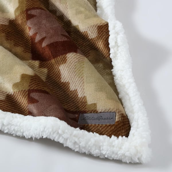 Eddie Bauer  Throw Blanket Super Soft Reversible Sherpa Fleece Bedding Ideal Christmas ampamp White Elephant Gifts Cozy Plaid Home Decor Fair Isle Peak ThrowCopper Creek Brown