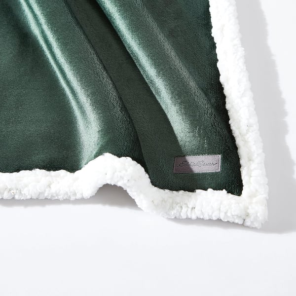 Eddie Bauer  Twin Blanket Reversible Fleece ampamp Faux Shearling Bedding Plush Home Decor Solid Green TwinGreen