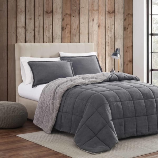 Eddie Bauer  Twin Comforter Set Reversible Sherpa Bedding with Matching Shams Cozy amp Warm Home Decor Sherwood Green TwinSherwood Grey Queen Lodge