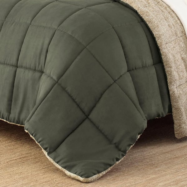 Eddie Bauer  Twin Comforter Set Reversible Sherpa Bedding with Matching Shams Cozy ampamp Warm Home Decor Sherwood Brown TwinSherwood Green