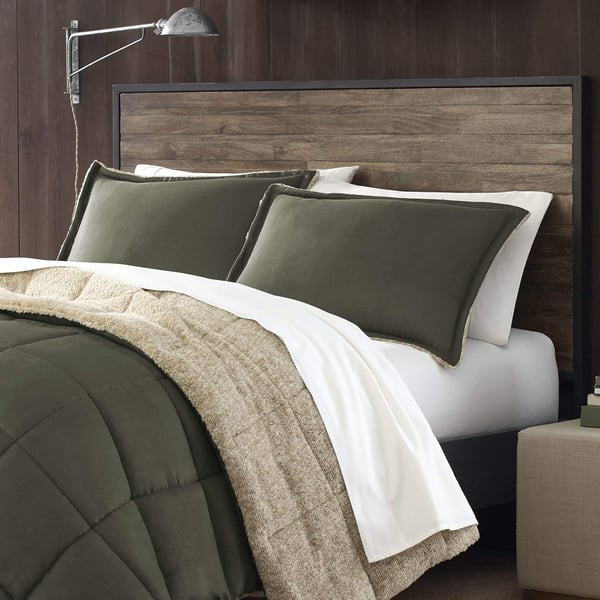 Eddie Bauer  Twin Comforter Set Reversible Sherpa Bedding with Matching Shams Cozy ampamp Warm Home Decor Sherwood Brown TwinSherwood Green