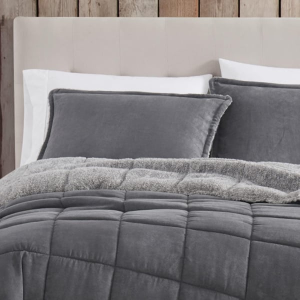 Eddie Bauer  Twin Comforter Set Reversible Sherpa Bedding with Matching Shams Cozy ampamp Warm Home Decor Sherwood Brown TwinSherwood Grey