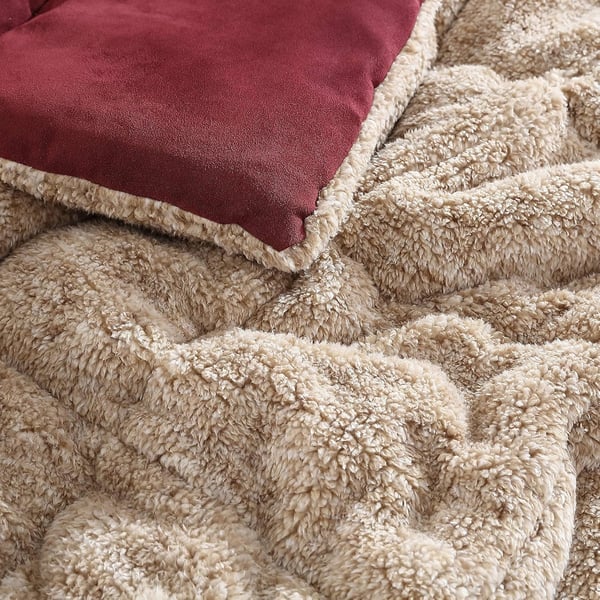 Eddie Bauer  Twin Comforter Set Reversible Sherpa Bedding with Matching Shams Cozy ampamp Warm Home Decor Sherwood Brown TwinSherwood Red