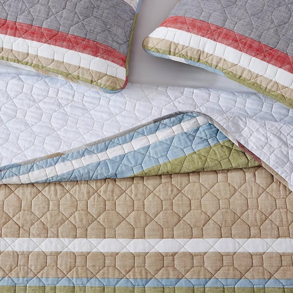 Eddie Bauer  Twin Quilt Set Cotton Reversible Bedding Set with Matching Sham Lightweight Home Decor for All Seasons Salmon Ladder Beige TwinSalmon Ladder Multi Daybed